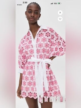 Pink Eyelet Mini Shirt Dress